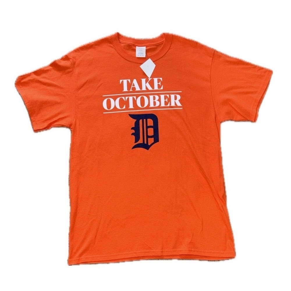 DETROIT TIGERS *NWT* Take October Orange Navy‎ Blue Graphic T-Shirt | Men's M